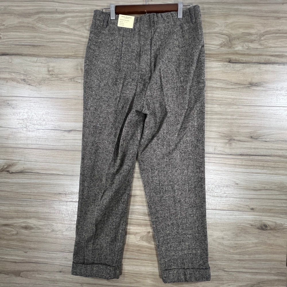 Max Studio London Pleated Trousers Grey High Rise Cuffed Pants Size Large NWT